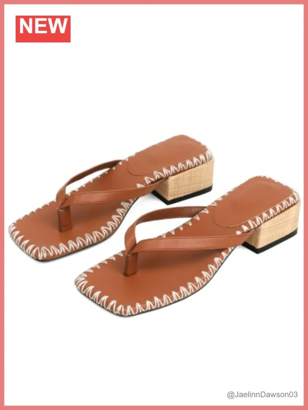 Chunky Low Heel Flip Flop Sandals Square Toe Thong Slides